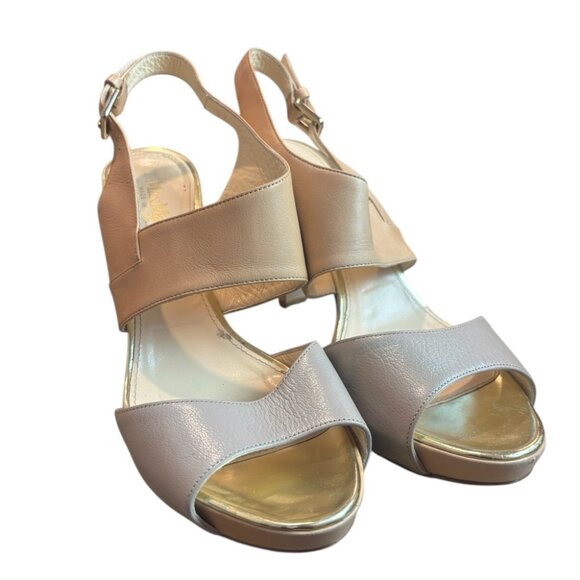 Max Mara Leather Sling Back Heels Size 39 Made In Italy - Picture 1 of 11